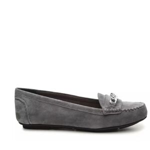 Vionic Mesa Gray Suede Loafers Chain Detail
